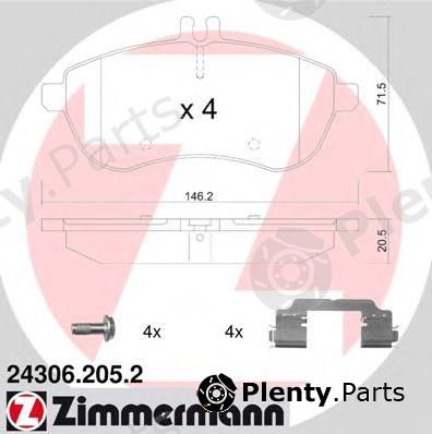  ZIMMERMANN part 24306.205.2 (243062052) Brake Pad Set, disc brake