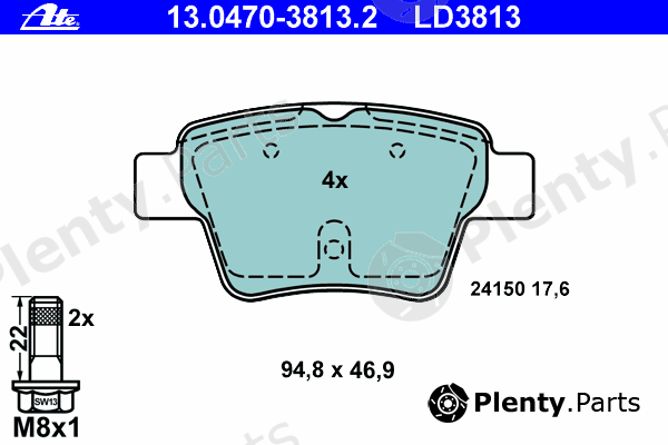  ATE part 13.0470-3813.2 (13047038132) Brake Pad Set, disc brake