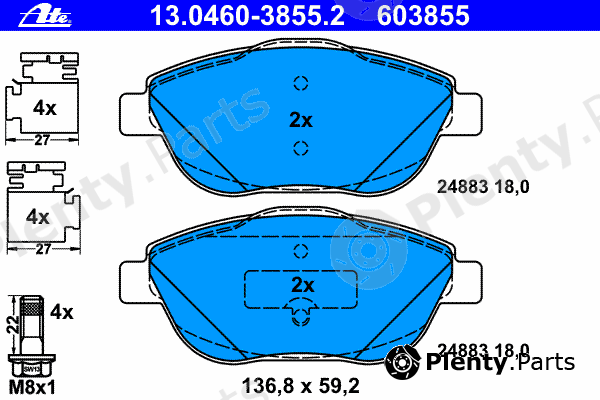  ATE part 13.0460-3855.2 (13046038552) Brake Pad Set, disc brake