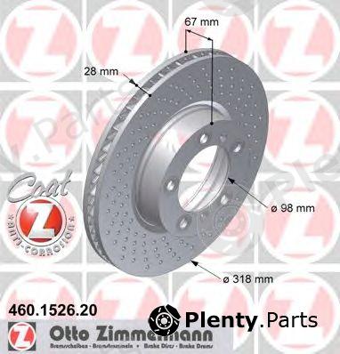  ZIMMERMANN part 460.1526.20 (460152620) Brake Disc