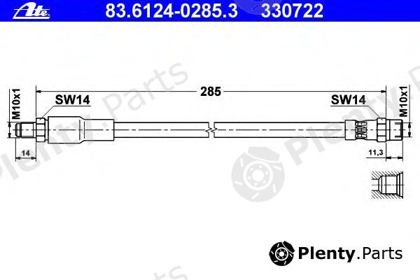  ATE part 83.6124-0285.3 (83612402853) Brake Hose