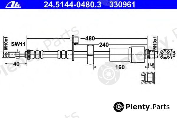  ATE part 24.5144-0480.3 (24514404803) Brake Hose