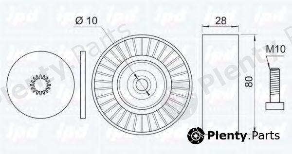  IPD part 15-3398 (153398) Deflection/Guide Pulley, v-ribbed belt