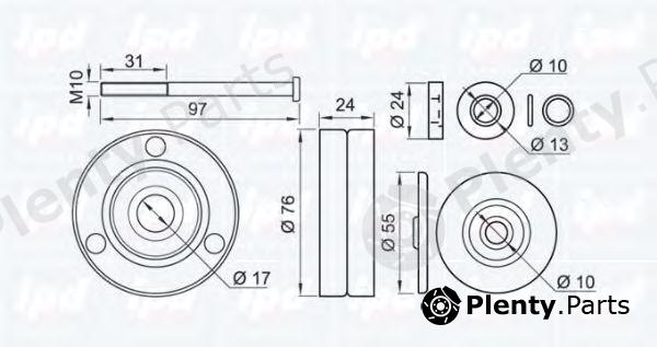  IPD part 15-3465 (153465) Deflection/Guide Pulley, v-ribbed belt