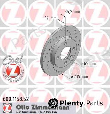  ZIMMERMANN part 600.1158.52 (600115852) Brake Disc