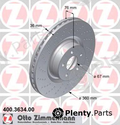  ZIMMERMANN part 400.3634.00 (400363400) Brake Disc