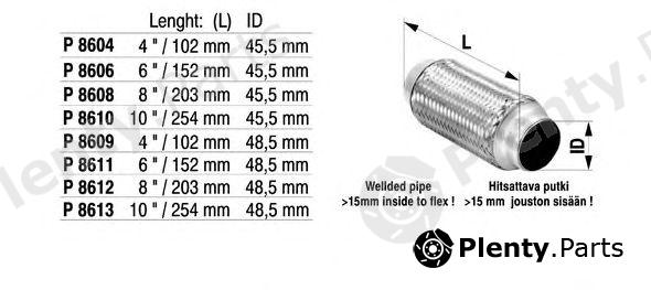  FENNO part P8604 Flex Hose, exhaust system