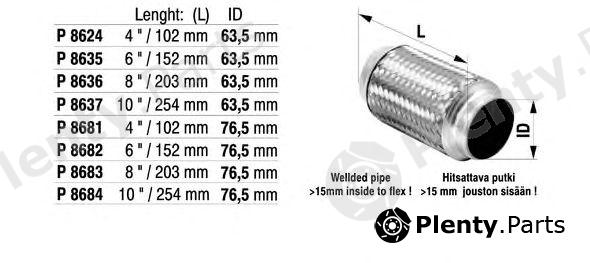  FENNO part P8624 Flex Hose, exhaust system