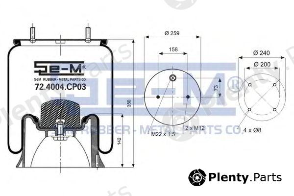  SEM LASTIK part 72.4004.CP03 (724004CP03) Boot, air suspension