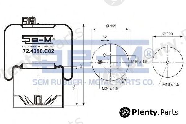  SEM LASTIK part 72.4390.C02 (724390C02) Boot, air suspension