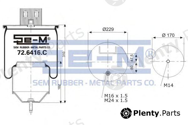  SEM LASTIK part 726416C Boot, air suspension