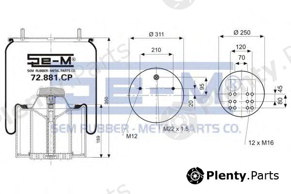  SEM LASTIK part 72.881.CP (72881CP) Boot, air suspension