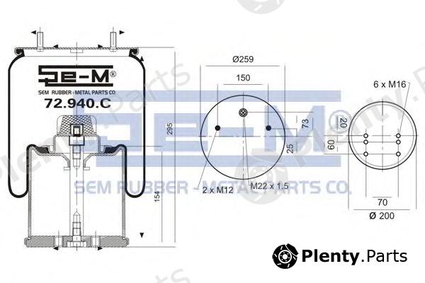  SEM LASTIK part 72.940.C (72940C) Boot, air suspension
