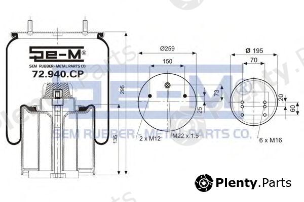  SEM LASTIK part 72.940.CP (72940CP) Boot, air suspension