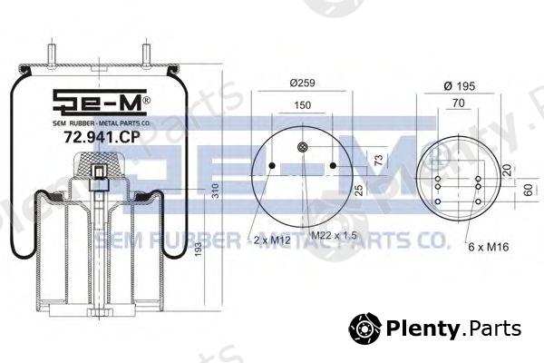  SEM LASTIK part 72.941.CP (72941CP) Boot, air suspension
