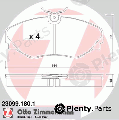  ZIMMERMANN part 23099.180.1 (230991801) Brake Pad Set, disc brake