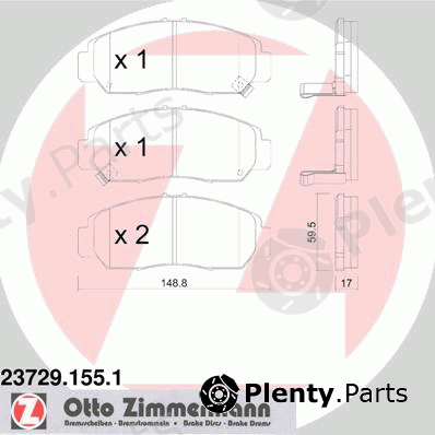  ZIMMERMANN part 237291551 Brake Pad Set, disc brake