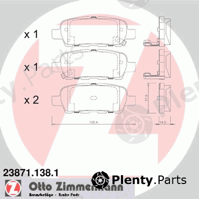  ZIMMERMANN part 23871.138.1 (238711381) Brake Pad Set, disc brake