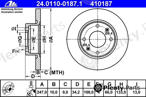  ATE part 240110-01871 (24011001871) Brake Disc