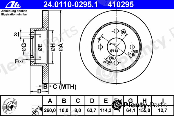  ATE part 24.0110-0295.1 (24011002951) Brake Disc