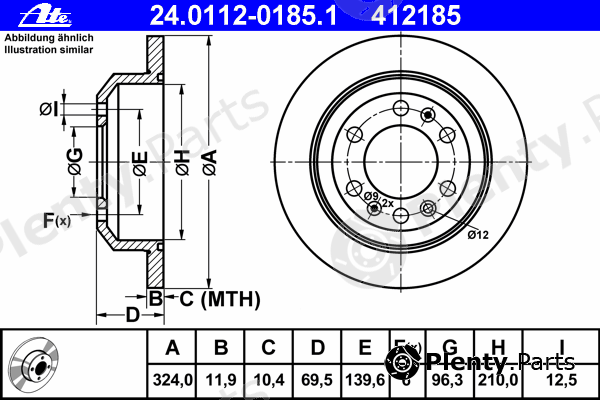  ATE part 24.0112-0185.1 (24011201851) Brake Disc