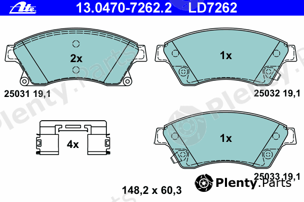  ATE part 13.0470-7262.2 (13047072622) Brake Pad Set, disc brake