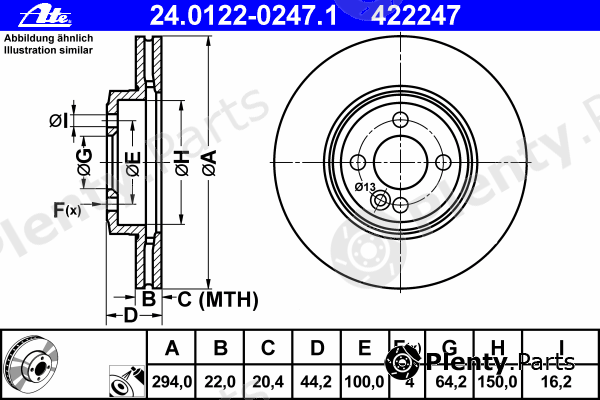  ATE part 24.0122-0247.1 (24012202471) Brake Disc