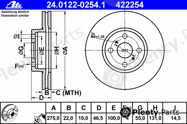  ATE part 24.0122-0254.1 (24012202541) Brake Disc