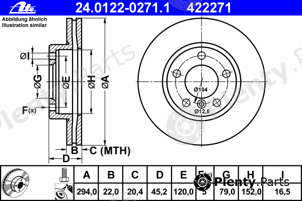  ATE part 24.0122-0271.1 (24012202711) Brake Disc