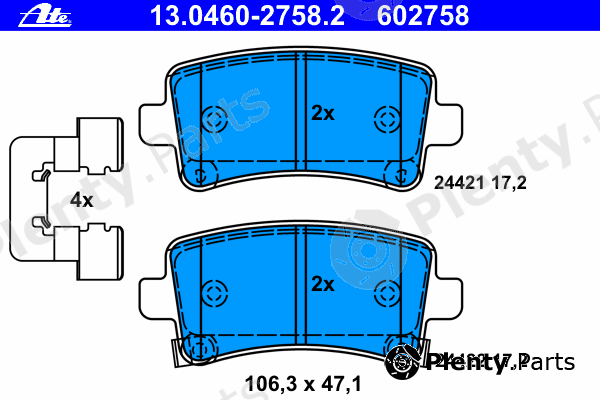  ATE part 13.0460-2758.2 (13046027582) Brake Pad Set, disc brake
