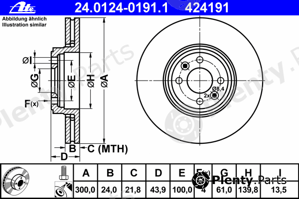  ATE part 24.0124-0191.1 (24012401911) Brake Disc