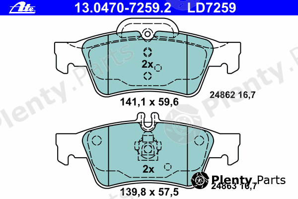  ATE part 13.0470-7259.2 (13047072592) Brake Pad Set, disc brake