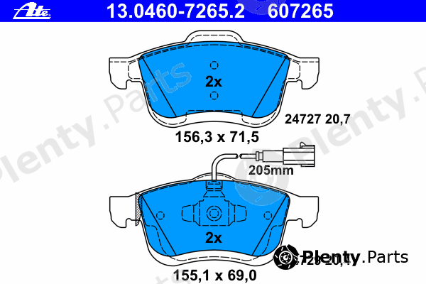  ATE part 13.0460-7265.2 (13046072652) Brake Pad Set, disc brake