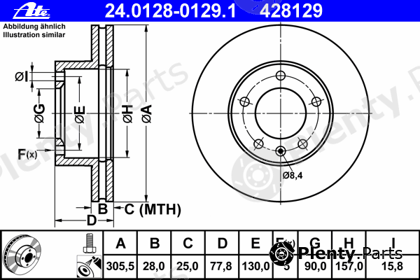  ATE part 24.0128-0129.1 (24012801291) Brake Disc