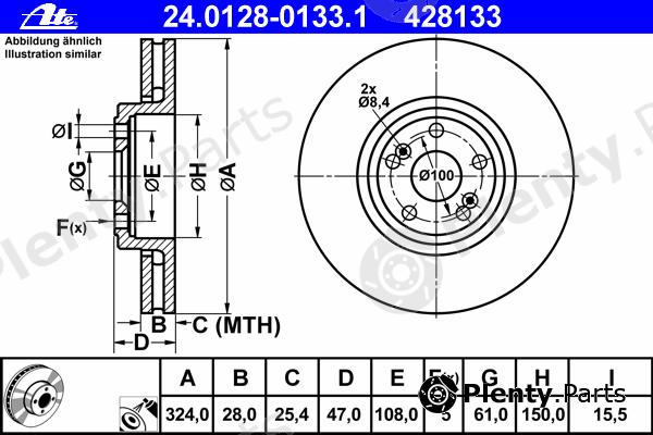 ATE part 240128-01331 (24012801331) Brake Disc