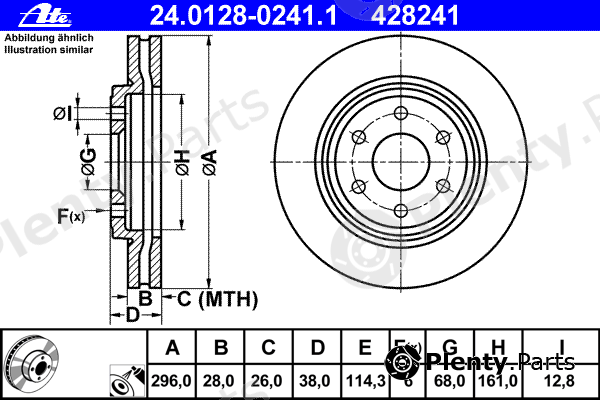  ATE part 24.0128-0241.1 (24012802411) Brake Disc