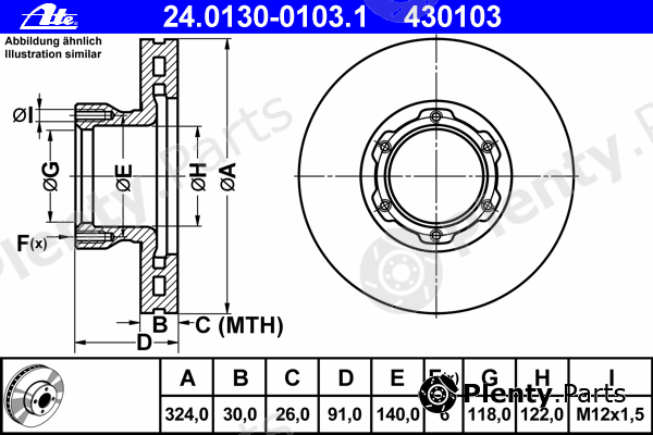  ATE part 24.0130-0103.1 (24013001031) Brake Disc
