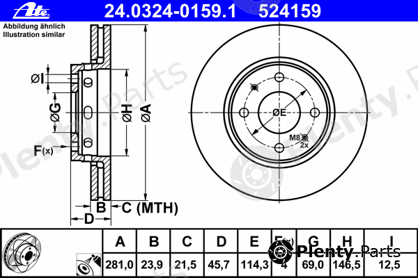  ATE part 24.0324-0159.1 (24032401591) Brake Disc