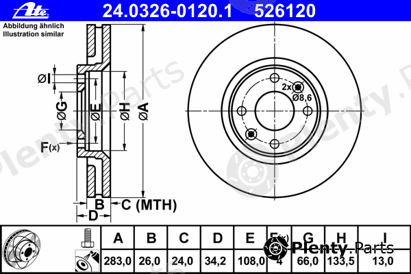  ATE part 24.0326-0120.1 (24032601201) Brake Disc
