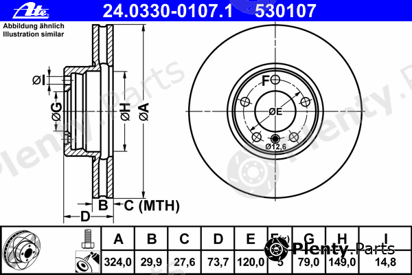 ATE part 24.0330-0107.1 (24033001071) Brake Disc