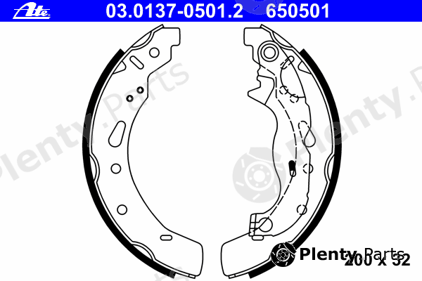  ATE part 03.0137-0501.2 (03013705012) Brake Shoe Set