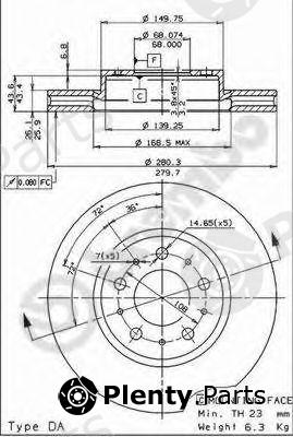  BREMBO part 09.5568.21 (09556821) Brake Disc