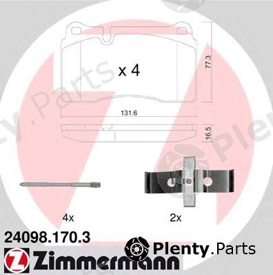  ZIMMERMANN part 24098.170.3 (240981703) Brake Pad Set, disc brake
