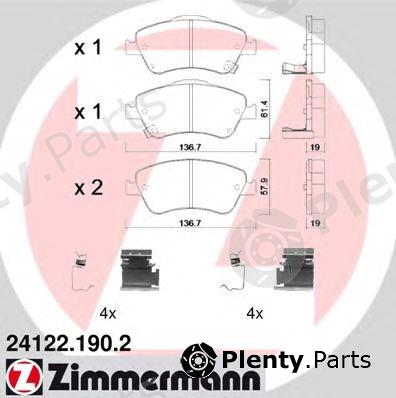  ZIMMERMANN part 24122.190.2 (241221902) Brake Pad Set, disc brake