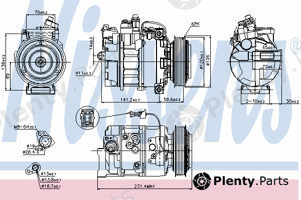  NISSENS part 89208 Compressor, air conditioning