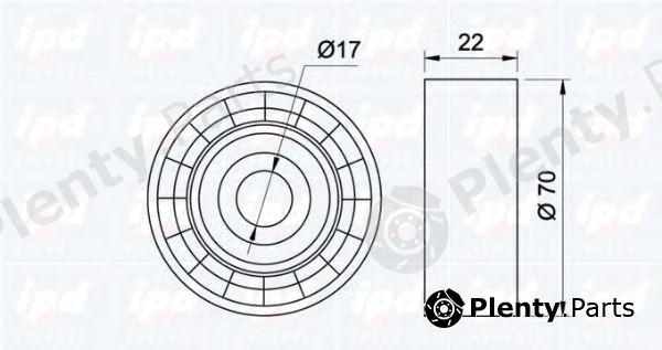  IPD part 15-1021 (151021) Deflection/Guide Pulley, v-ribbed belt