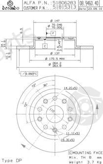  BREMBO part 08.9460.40 (08946040) Brake Disc