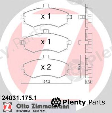  ZIMMERMANN part 240311751 Brake Pad Set, disc brake