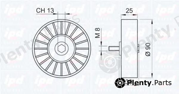  IPD part 15-0347 (150347) Deflection/Guide Pulley, v-ribbed belt