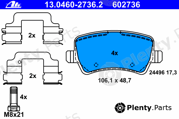  ATE part 13.0460-2736.2 (13046027362) Brake Pad Set, disc brake